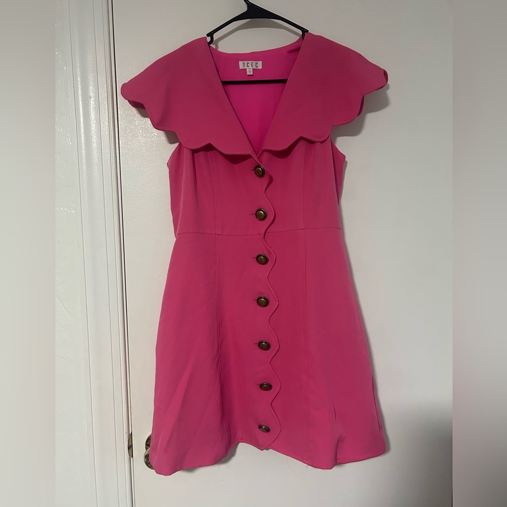 Reece Pink Scalloped Button Dress